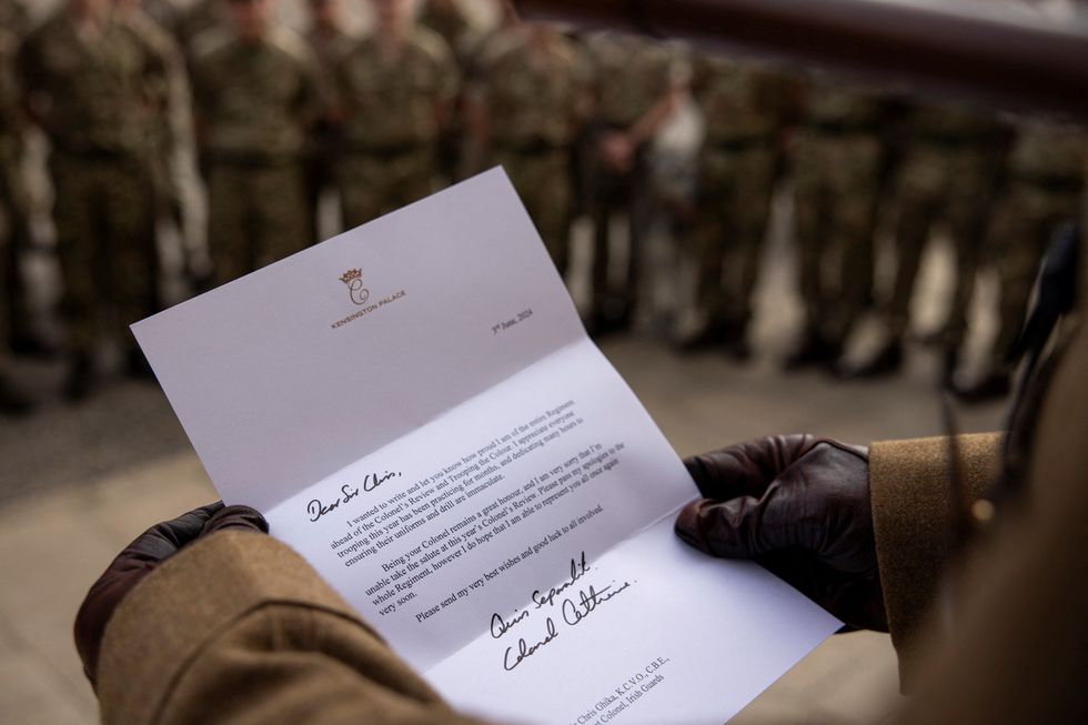 The letter from Princess Catherine to the Irish Guards
