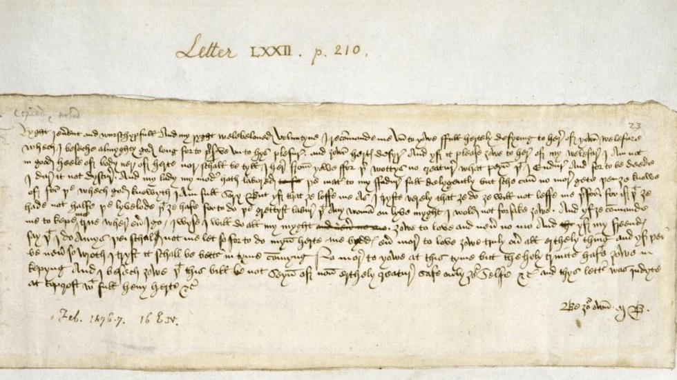 The letter penned by Margery Brews in February 1477
