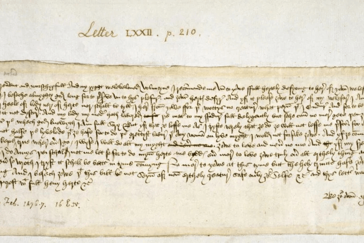 The letter penned by Margery Brews in February 1477