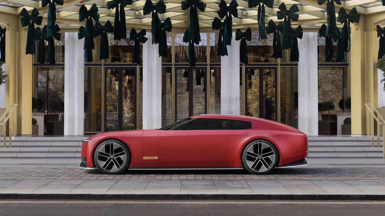 The London Red Jaguar Type 00 electric car was displayed in London