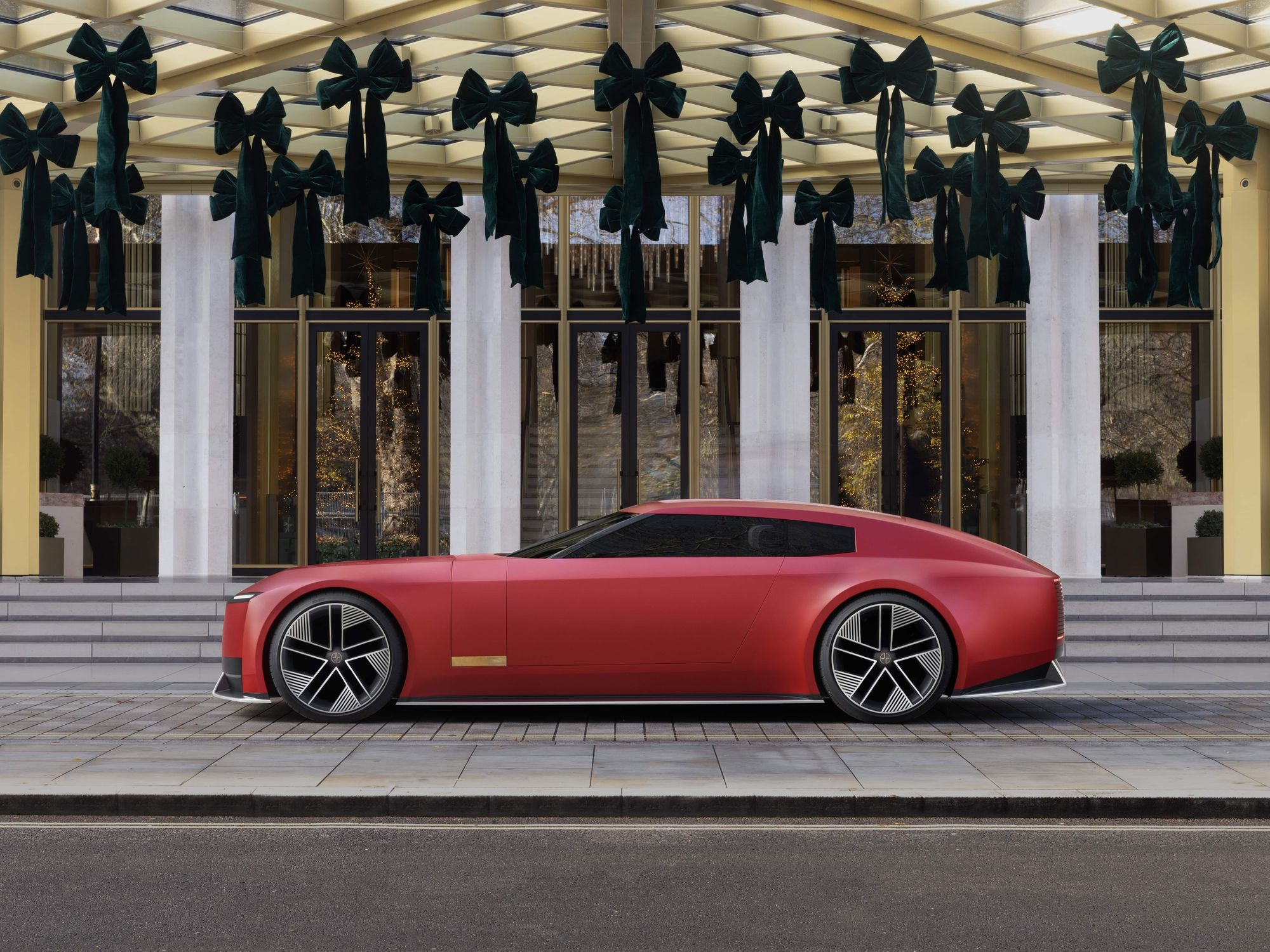 The London Red Jaguar Type 00 electric car was displayed in London