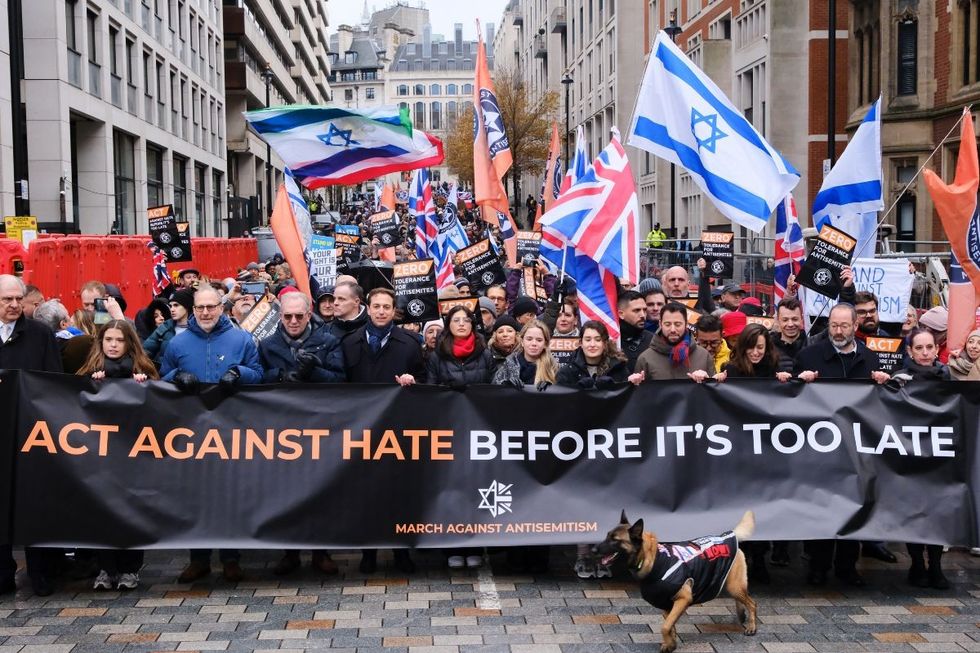 The March against antisemitism from the High Court to Parliament Square.