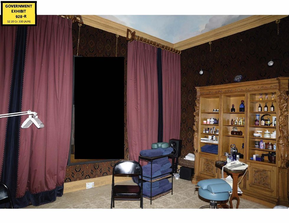 The massage room at Jeffrey Epstein's New York house, which has been shown to the court during the sex trafficking trial of Ghislaine Maxwell in the Southern District of New York.