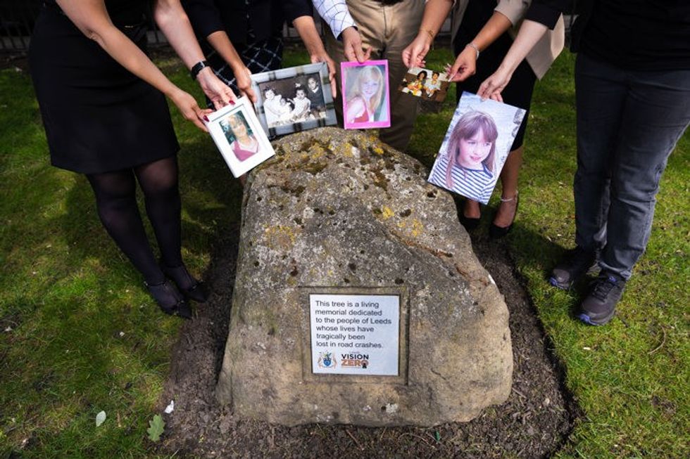 The memorial plaque for those killed by speeding drivers in Leeds