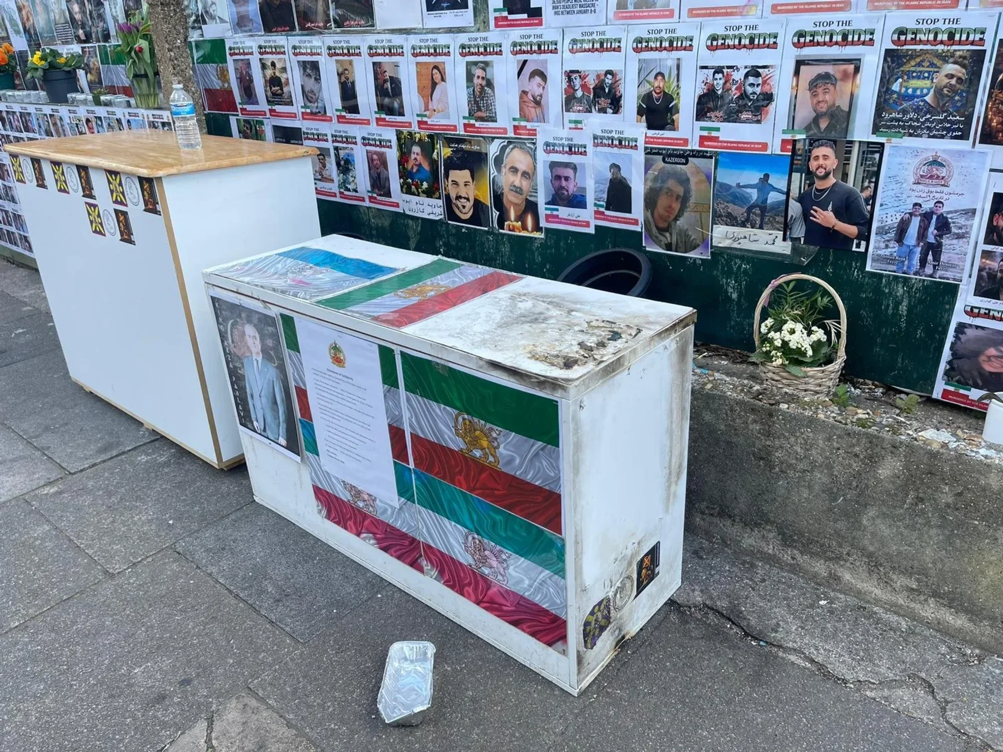The memorial wall, which pays tribute to Iranian protesters who have been killed by the Islamic Revolutionary Guard Corps (IRGC)