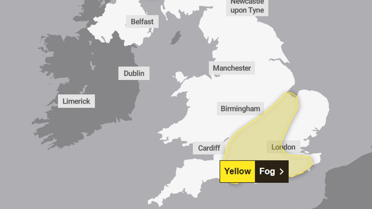 The Met Office has issued a yellow alert for fog