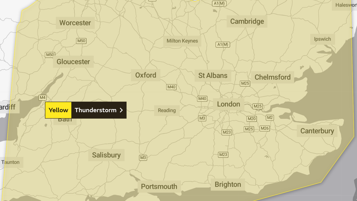 The Met Office has issued a yellow weather warning for the south of England