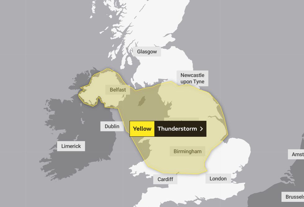 The Met Office has issued a yellow weather warning