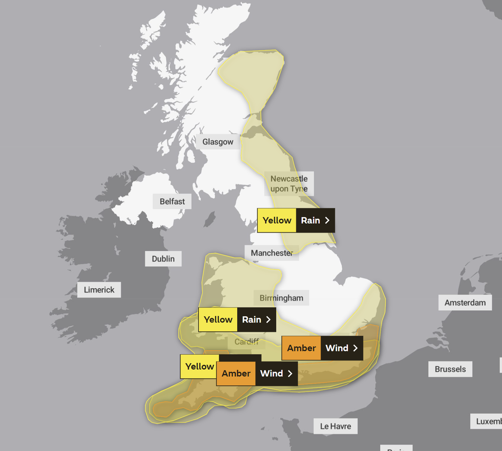 The Met Office has issued five weather warnings later today