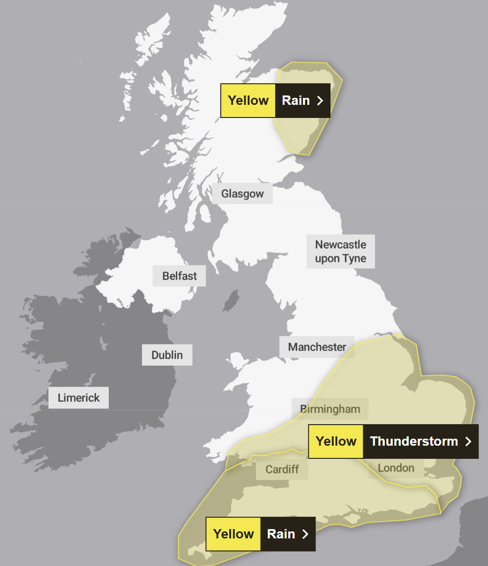 The Met Office has issued three weather warnings for Wednesday