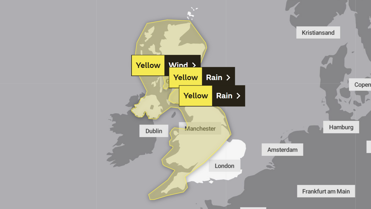 The Met Office has issued three weather warnings which will cover much of the UK