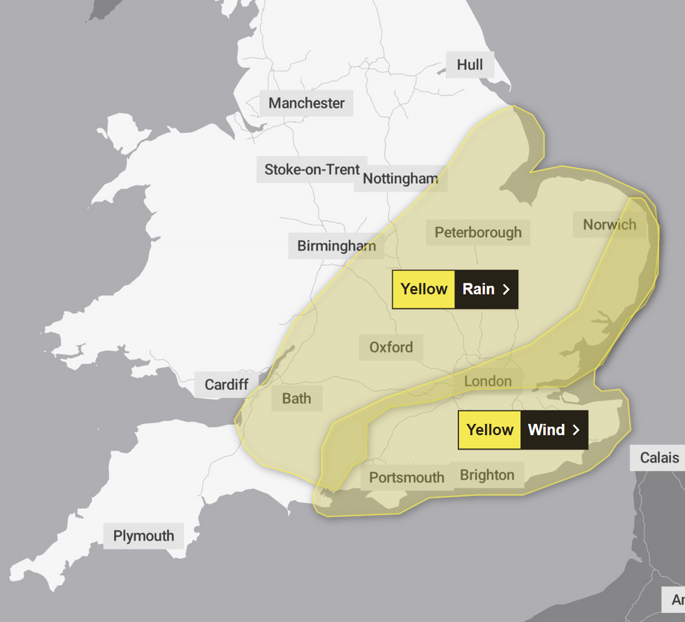The Met Office has issued two yellow weather warnings for tomorrow