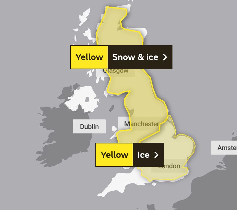 The Met Office have issued warnings for snow and ice in northern parts of Britain.