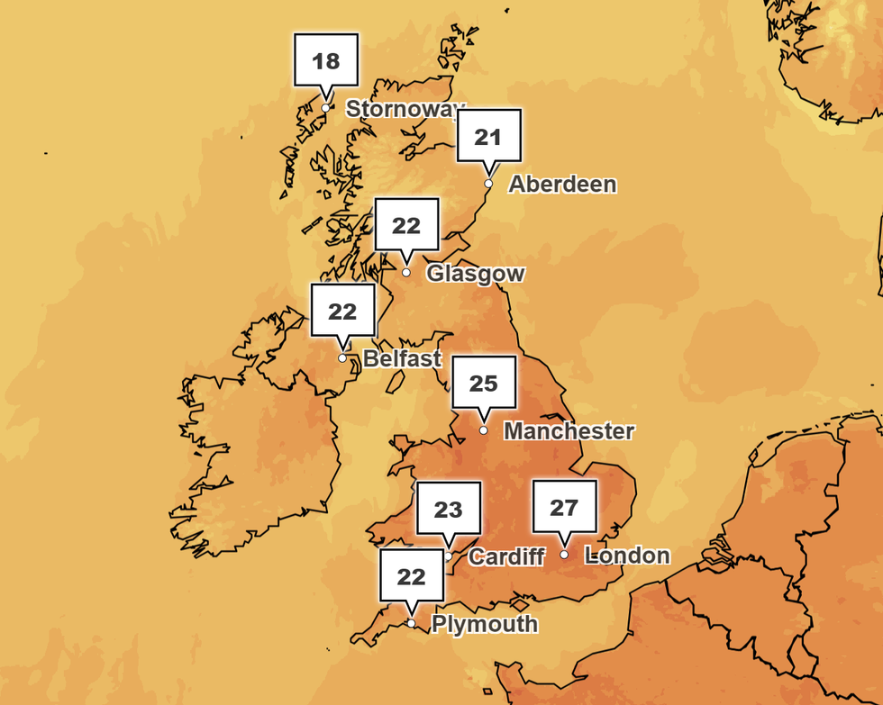 The Met Office is forecasting 27C for London this weekend