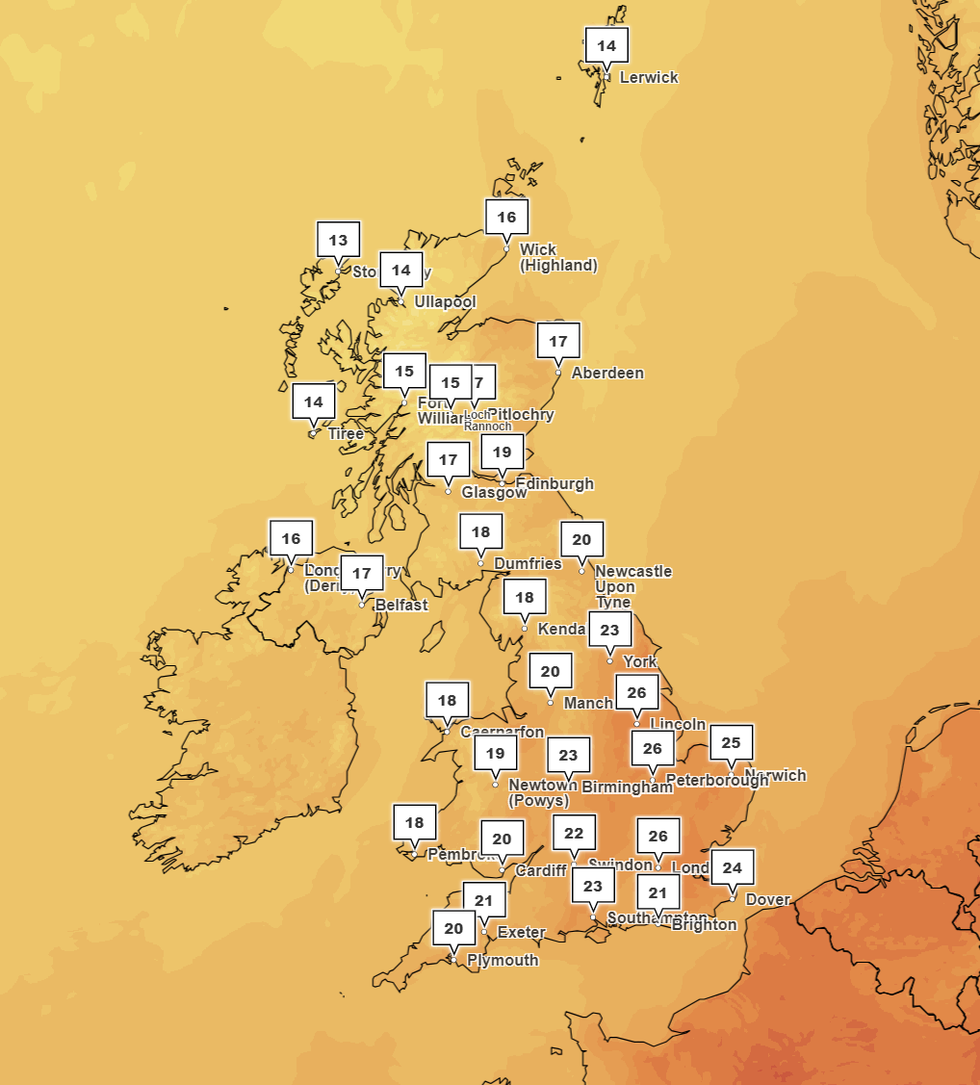 The Met Office is forecasting temperatures to soar later this week