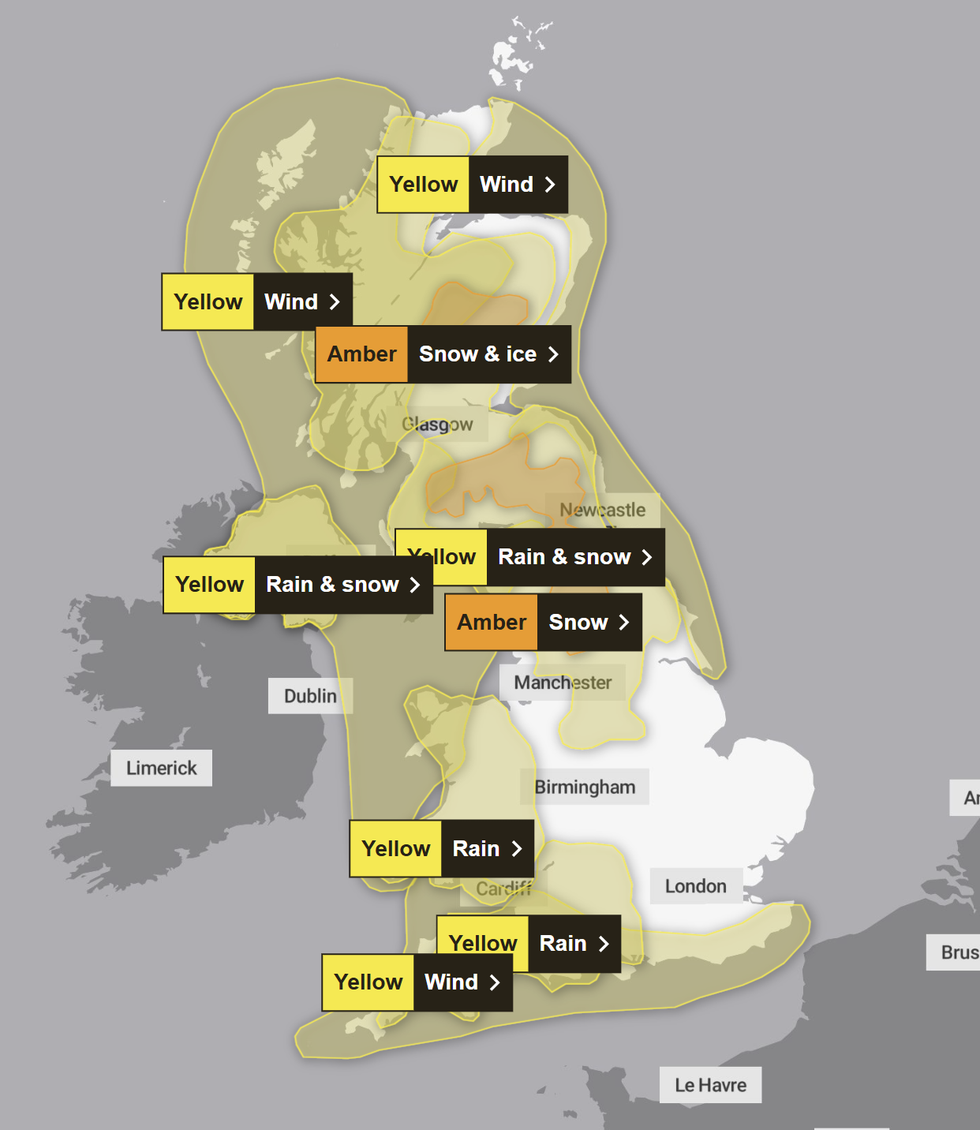 The Met Office issued several alerts across the weekend
