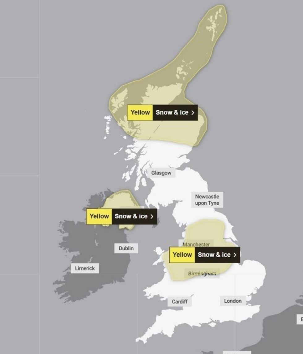 The Met Office issued three weather warnings