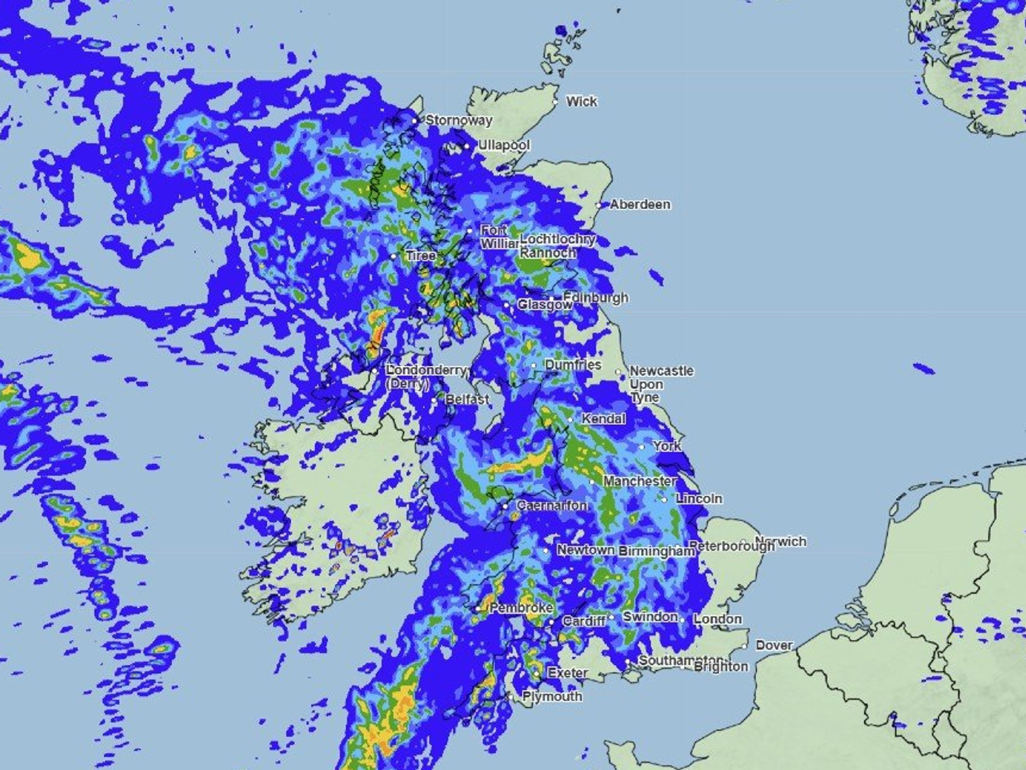 The Met Office rain forecast
