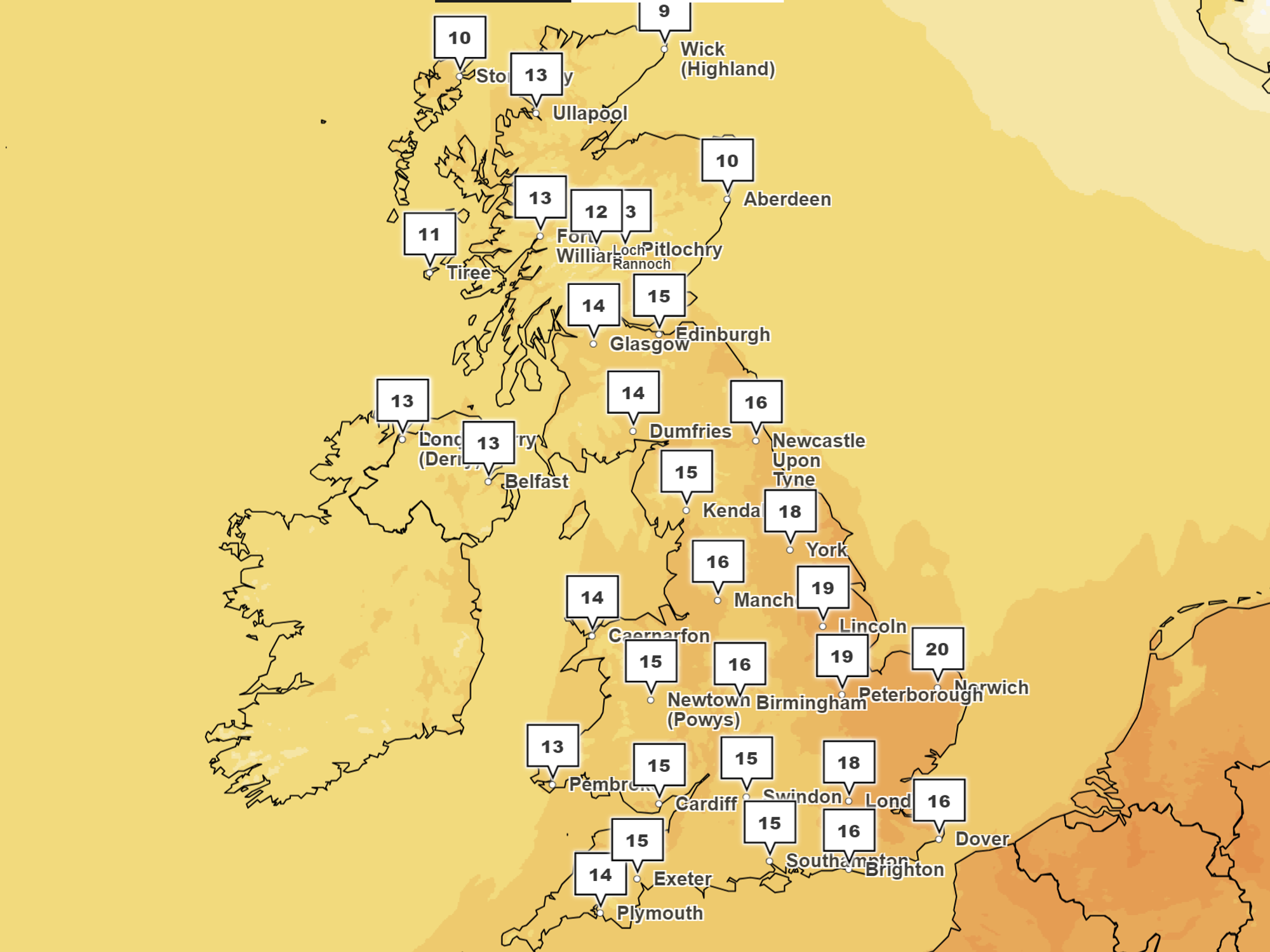 The Met Office's Saturday forecast