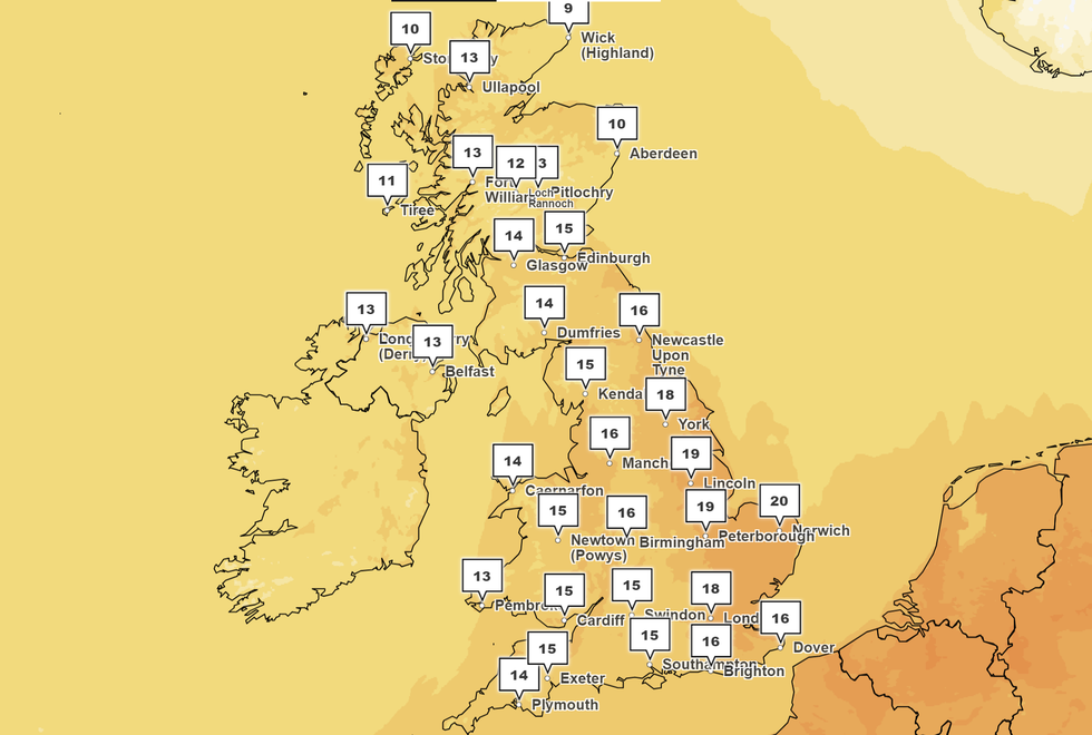 The Met Office's Saturday forecast