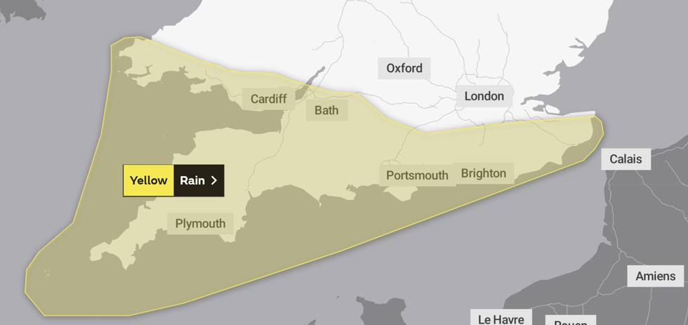 The Met Office's weather warning issued for tomorrow