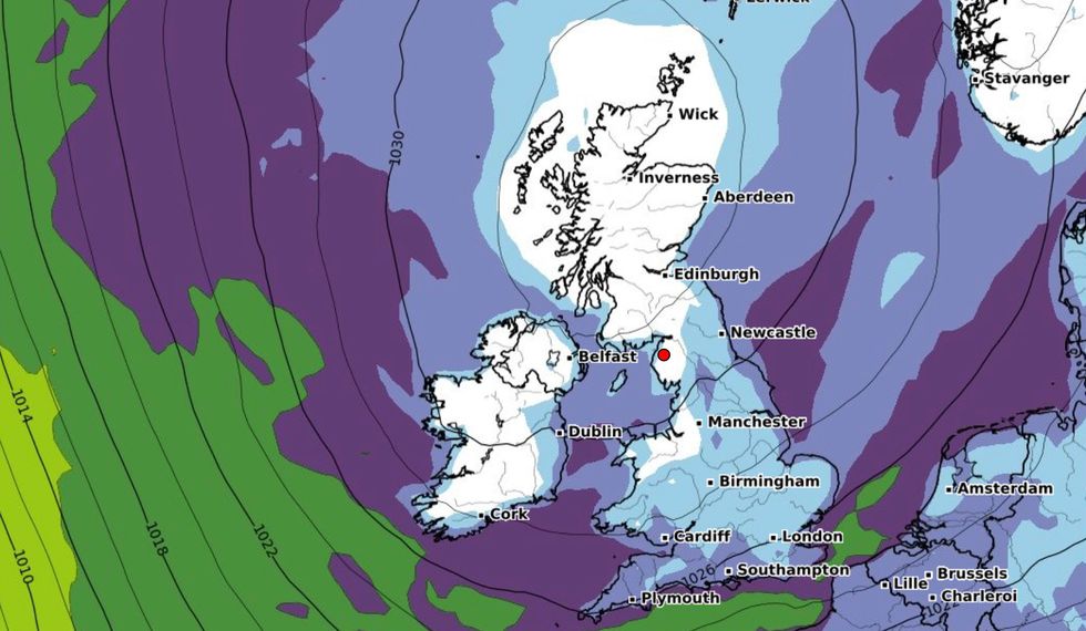 The Met Office said: \%22There is a small possibility of more organised rain or snow spreading southwards,\%22