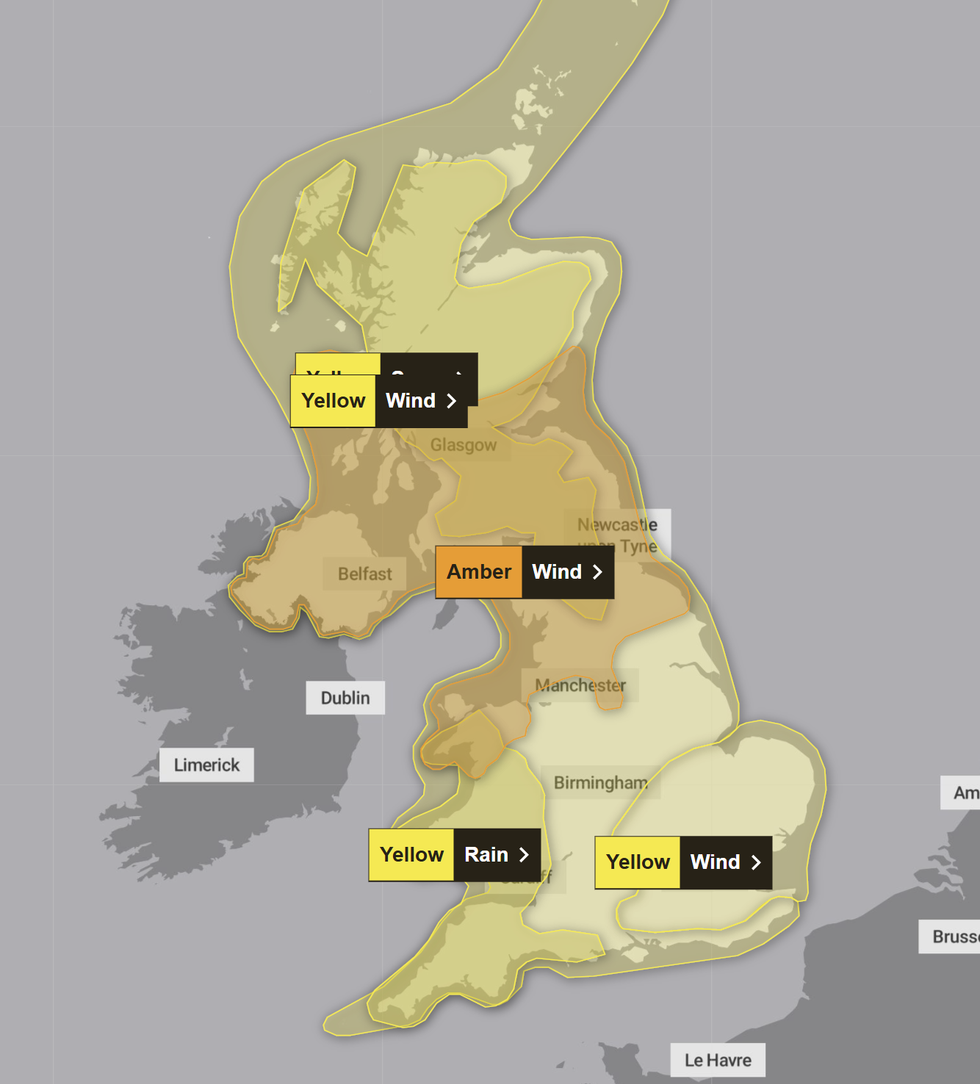 The Met Office upgraded its Friday warning