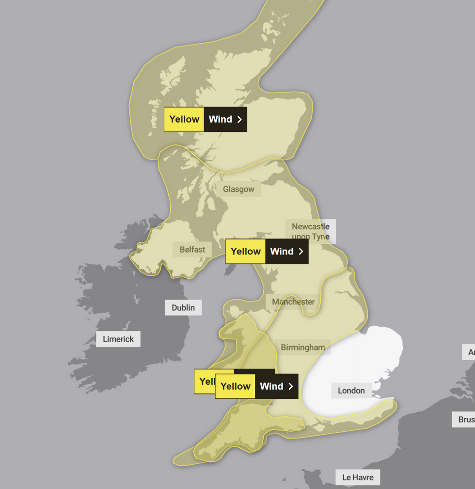 The Met Office warnings on Friday