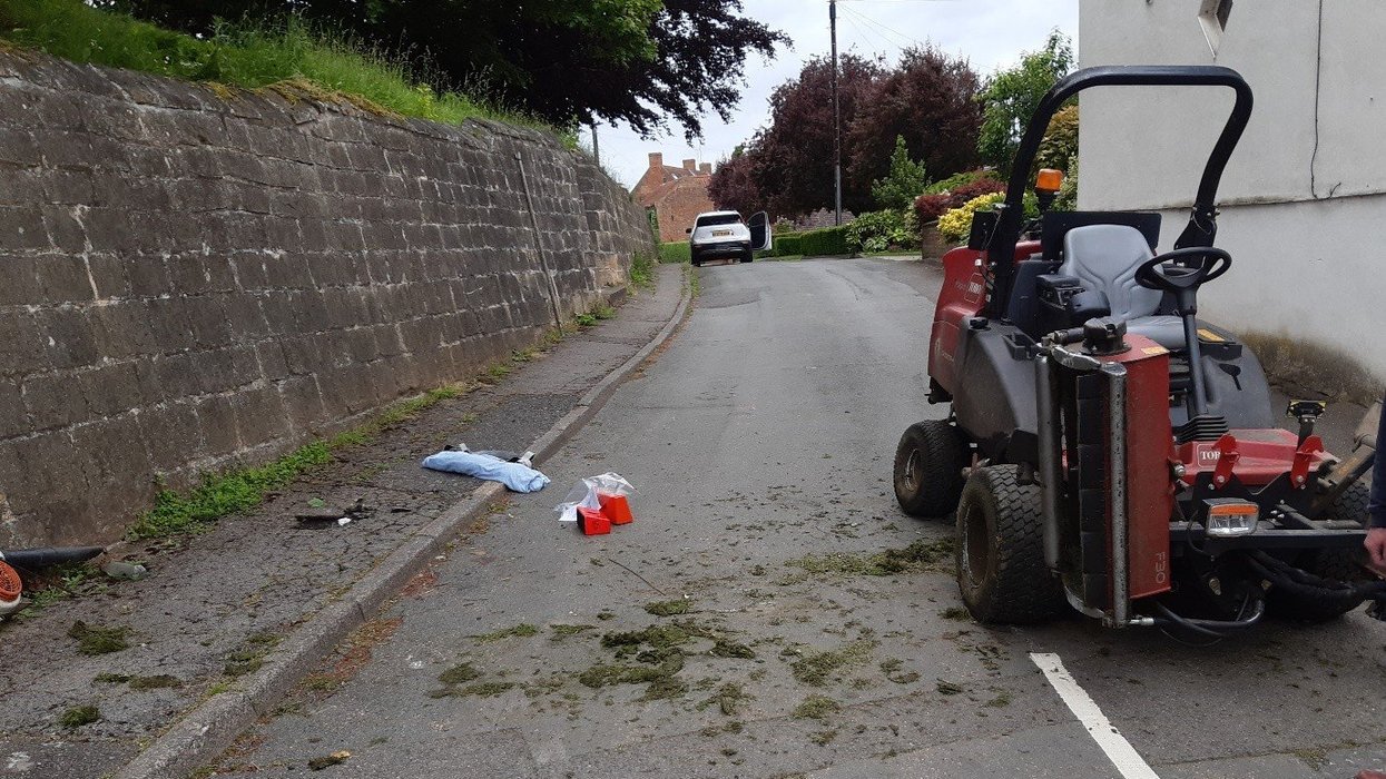 The mower plummeted down the bank
