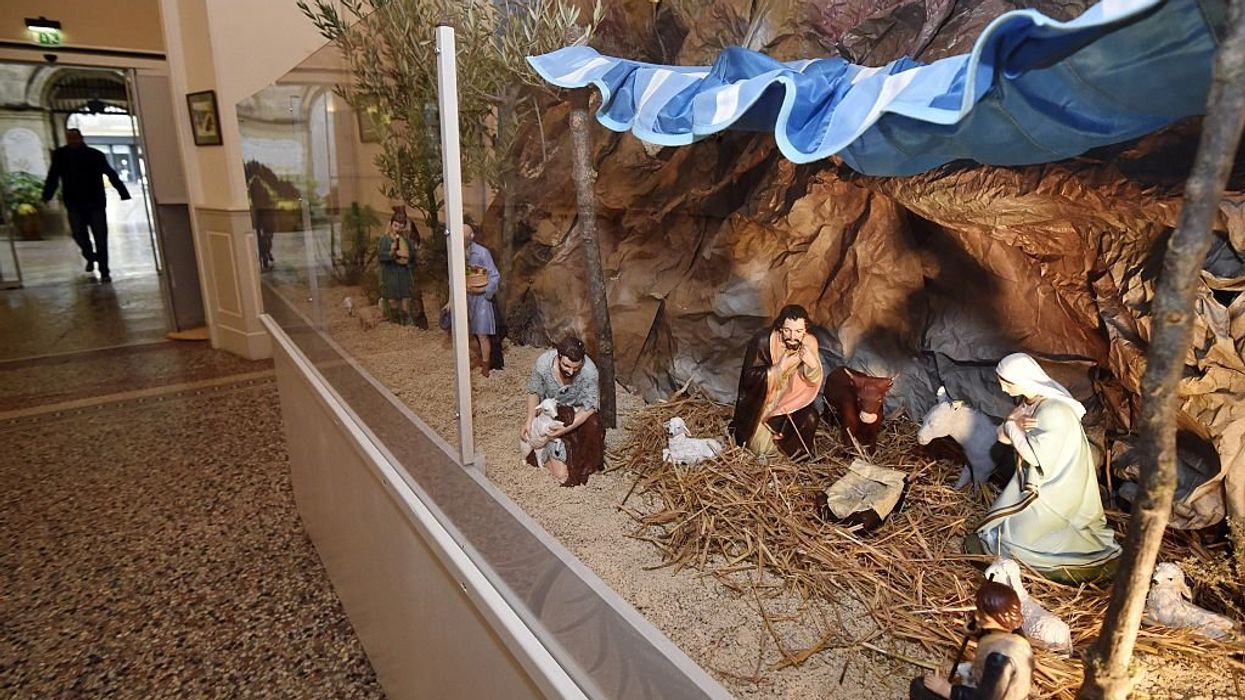 The nativity scene displayed at the Béziers city hall in 2014