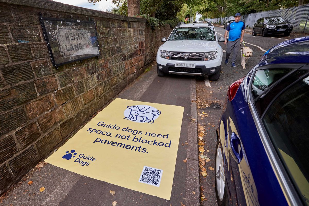 The new Guide Dogs pavement parking campaign poster