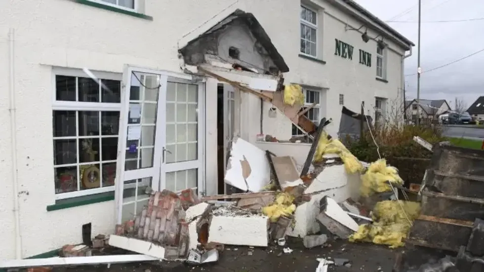 The New Inn porch destroyed by Daniel Morgan