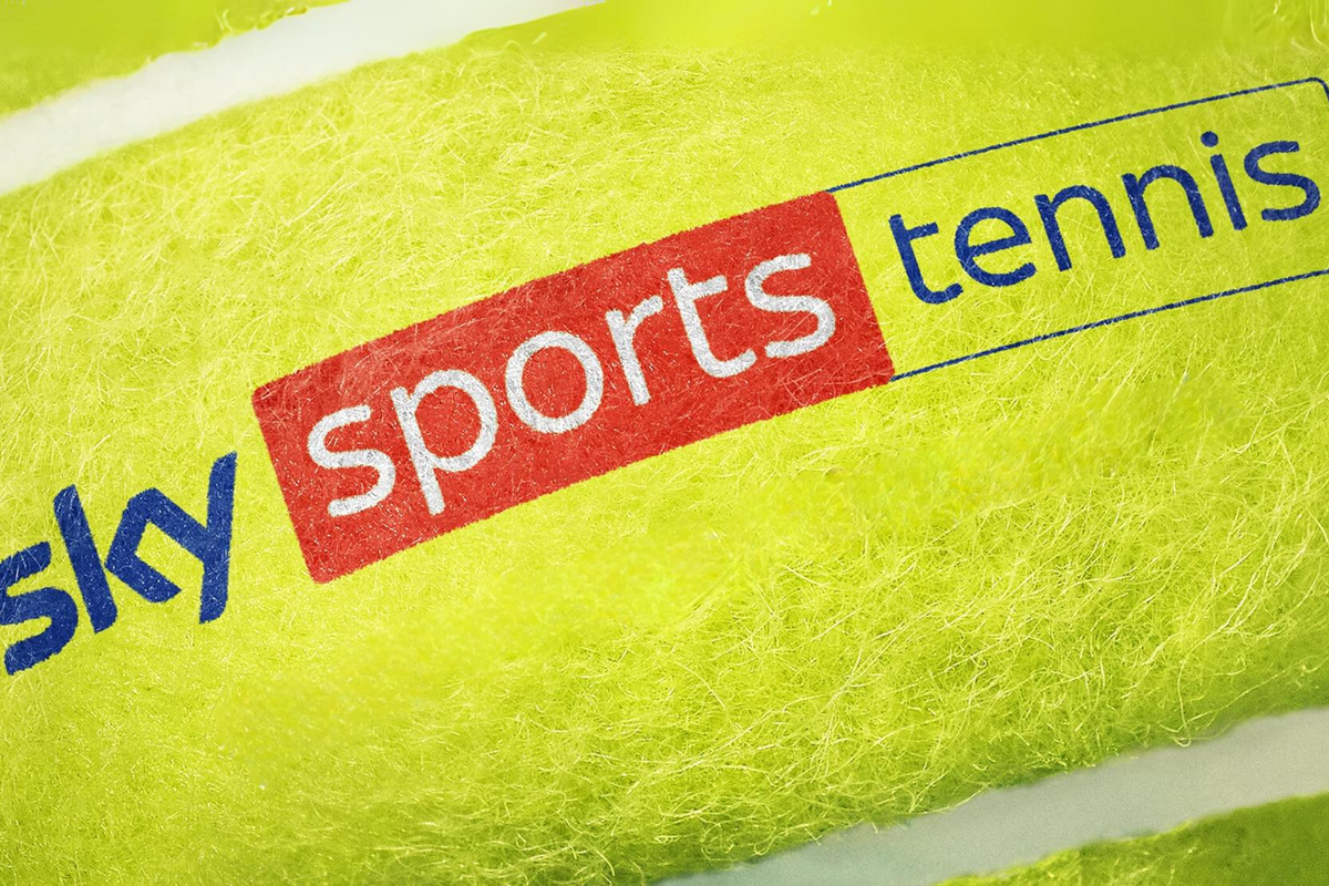 the new sky sports tennis logo, pictured on a bright yellow tennis ball 
