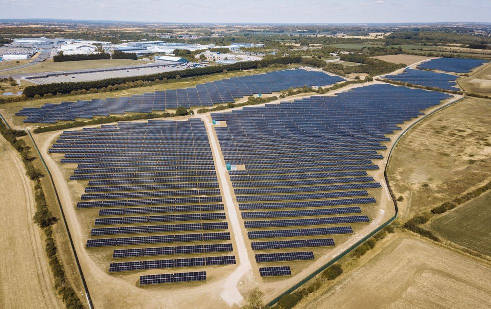 The new solar panel farm at the Jaguar Land Rover plant in Gaydon