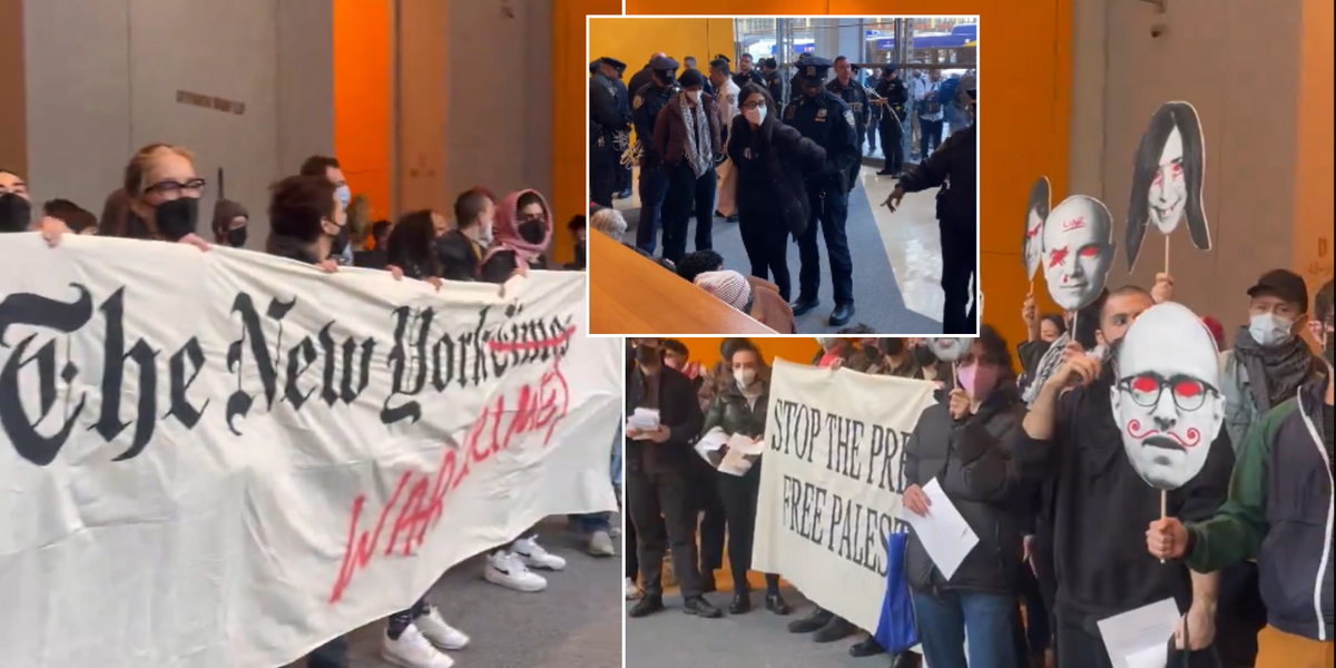 NextImg:Palestine activists storm New York Times building in furious protest at 'complicity in Israel’s genocide'