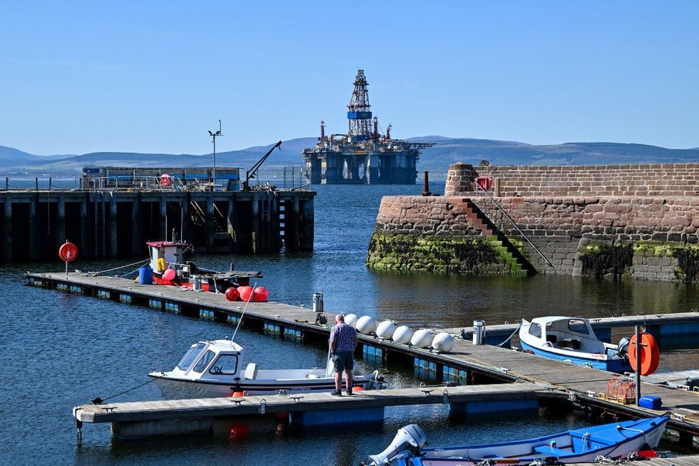 The Noble Endeavor oil rig is seen on the Cromarty Firth on the north-east coast of Scotland