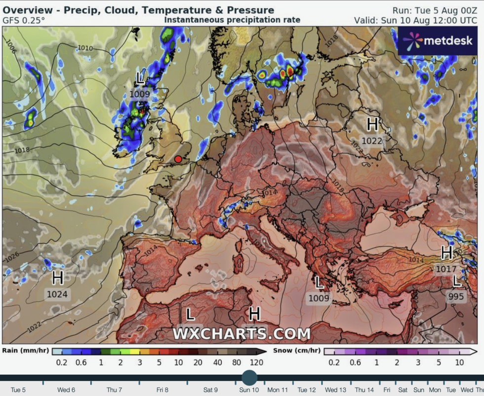 The North West is most at risk, according to WXCHARTS