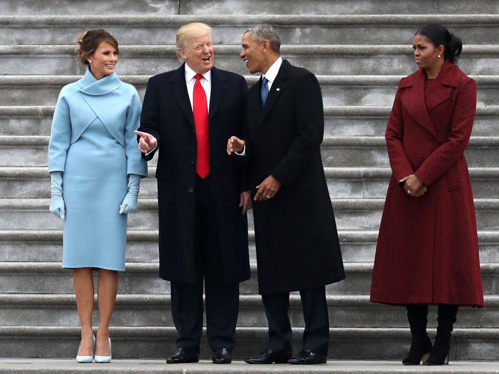 The Obamas and the Trumps at Donald Trump's first inauguration in 2016\u200b