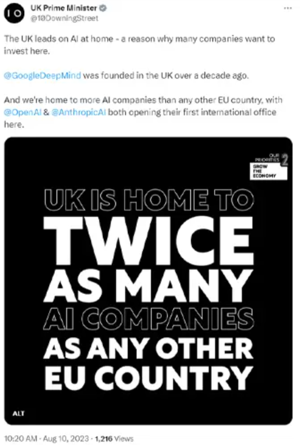 The original tweet which says "any other EU country"