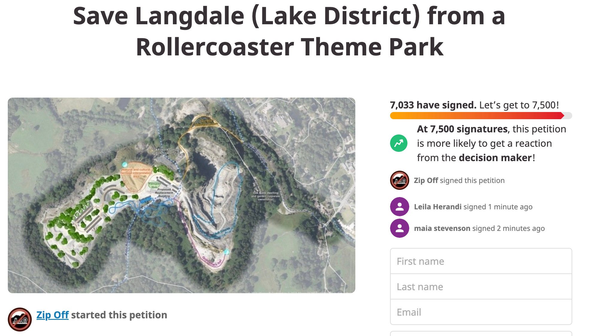 The page has received over 7,000 signatures so far.