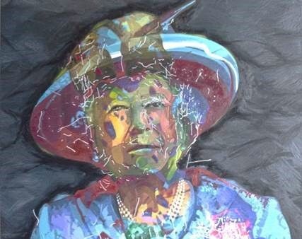 The painting was created by an ultra-realistic humanoid.