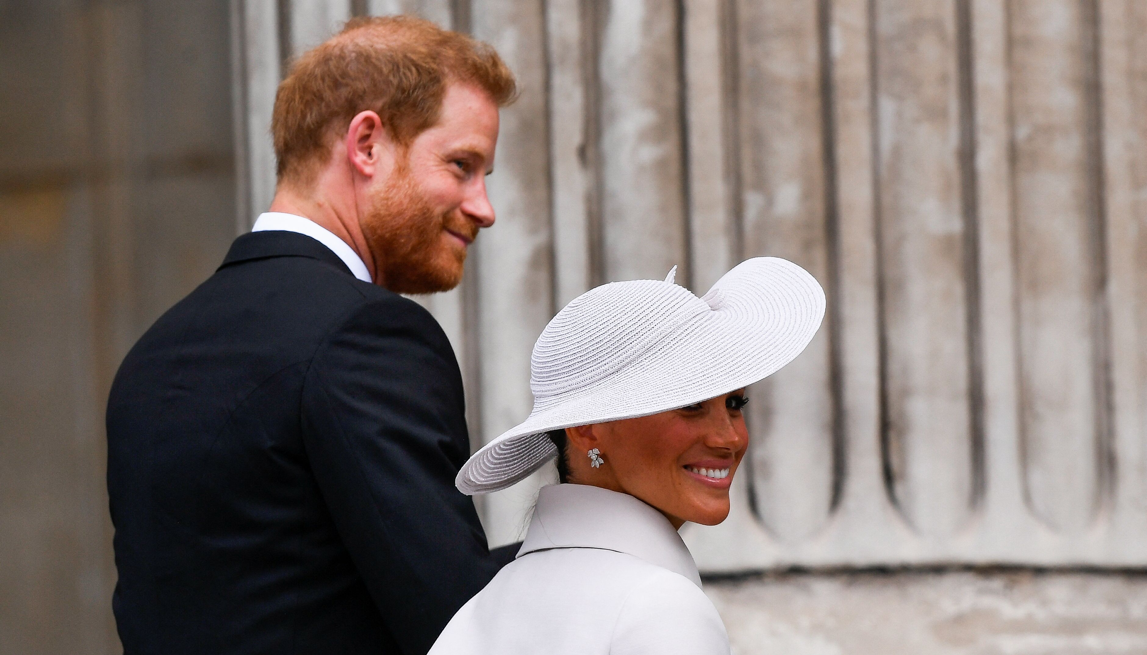 The pair arriving at the Service of Thanksgiving at St Paul's Cathedral