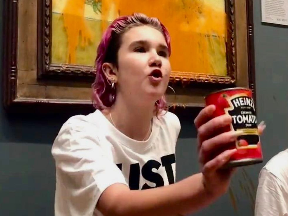 The pair threw two tins of Heinz tomato soup before security was called in