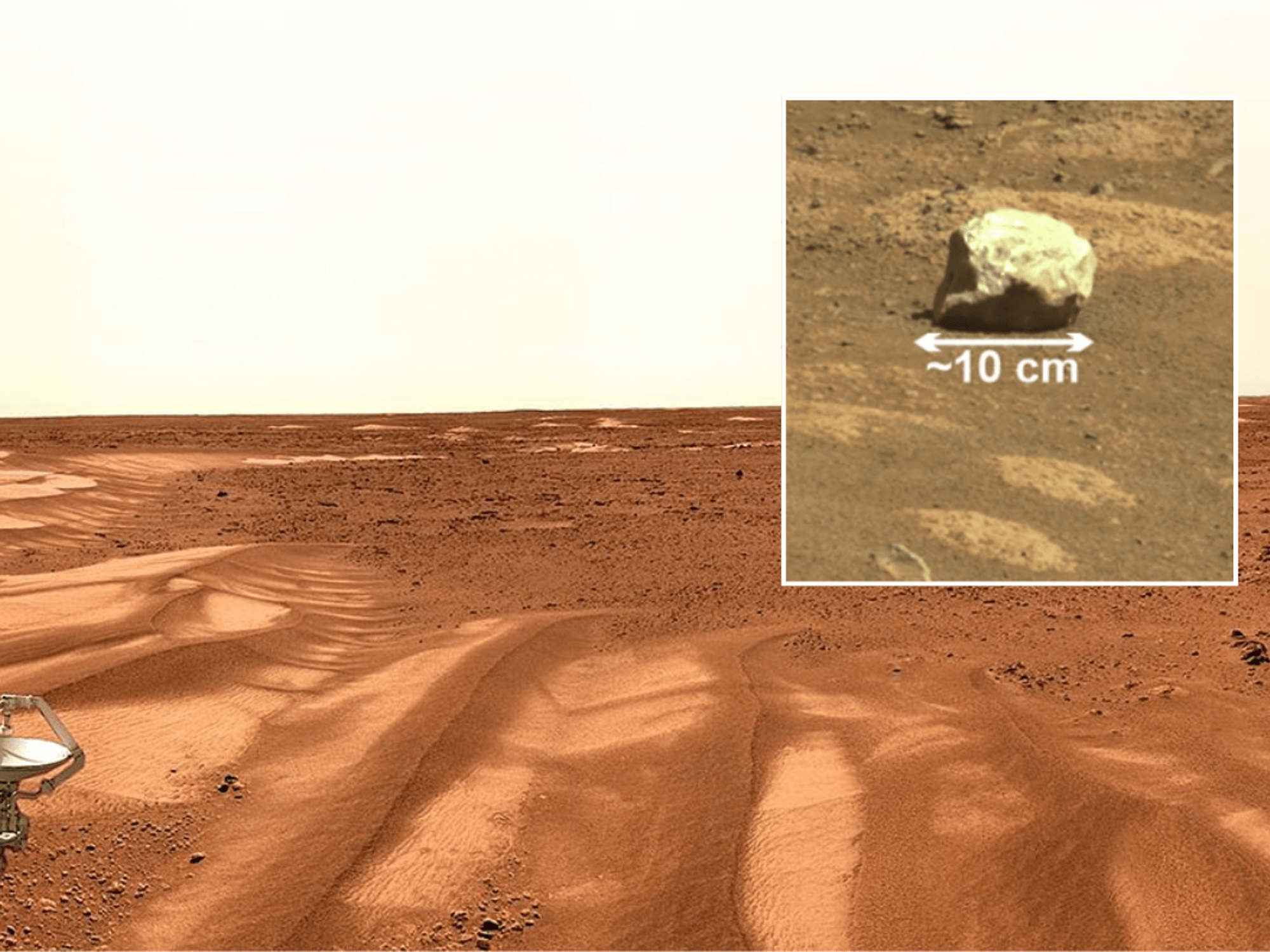 The pale rocks were found on the surface of the Red Planet