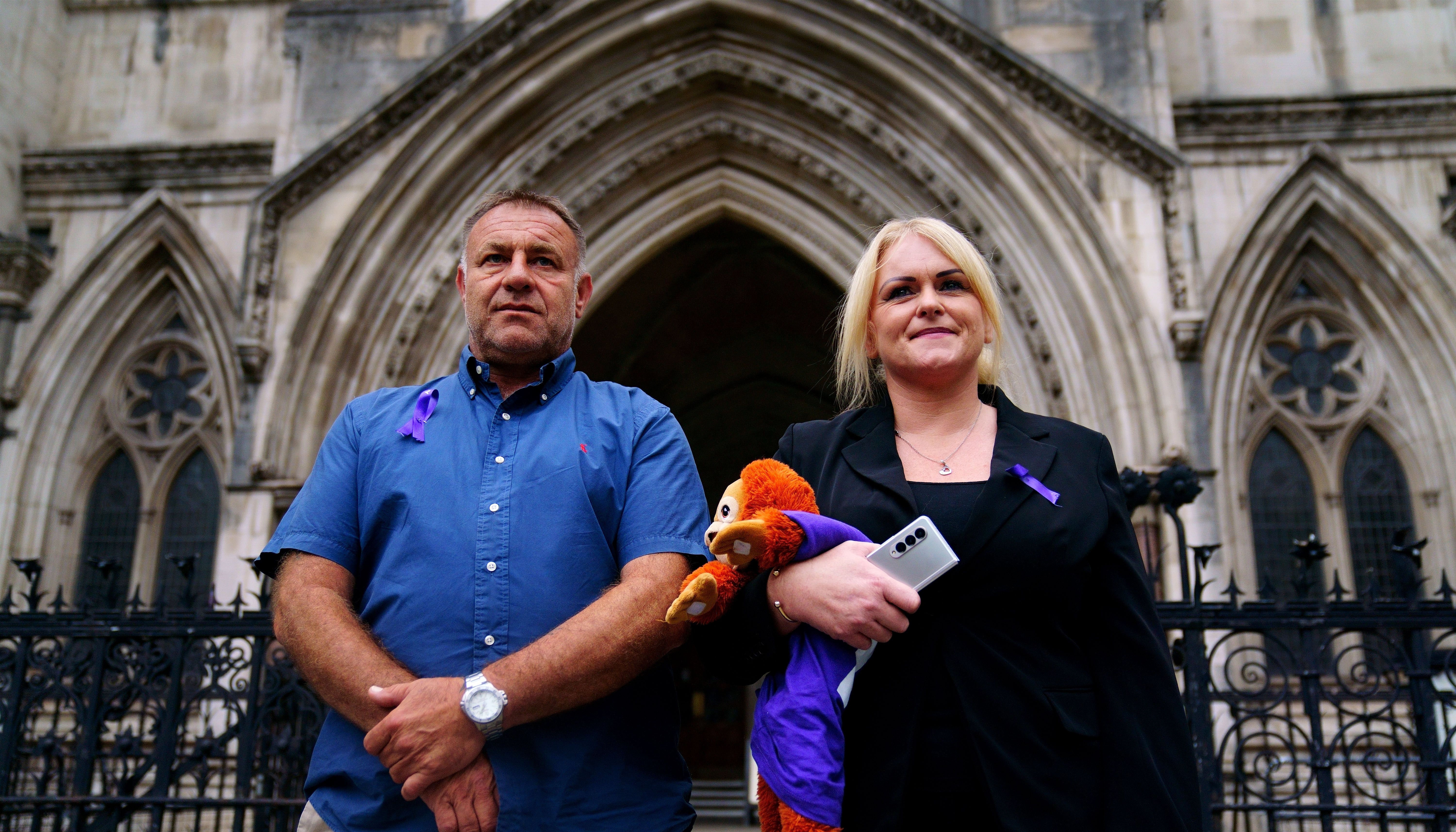 The parents of Archie Battersbee, Paul Battersbee and Hollie Dance, leave the Royal Courts Of Justice in London, they want Court of Appeal judges to overturn a ruling by High Court judge Mr Justice Hayden, who decided that life-support treatment for their 12-year-old son who suffered a %22devastating%22 brain injury could stop.