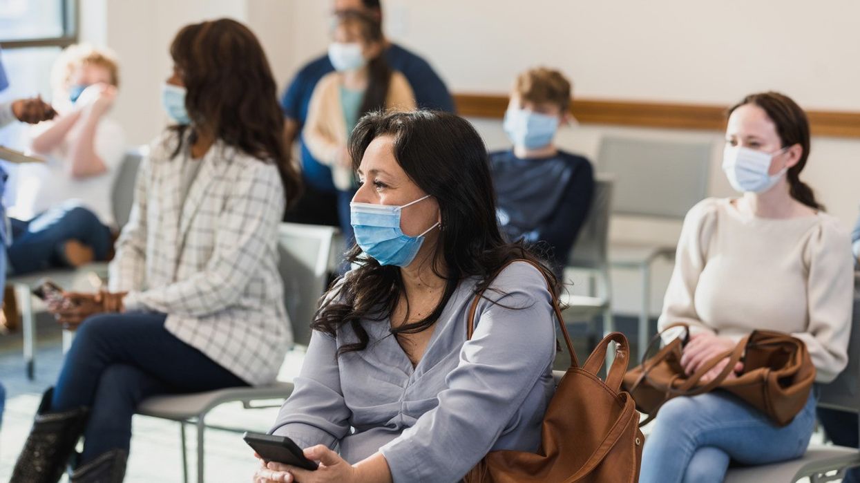 The patients wait in the medical office waiting room.