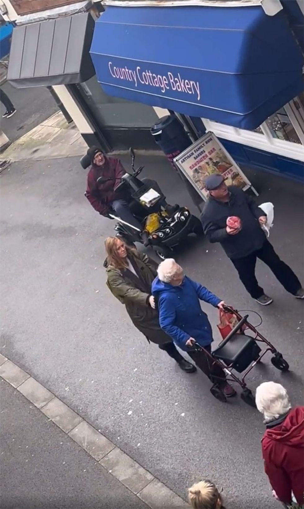 The pensioner angrily charged down the street