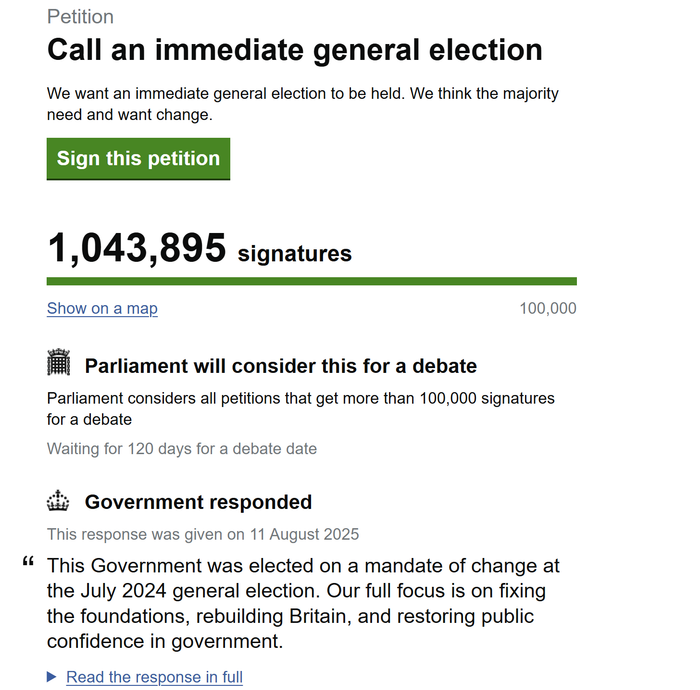 The petition received more than one million signatures