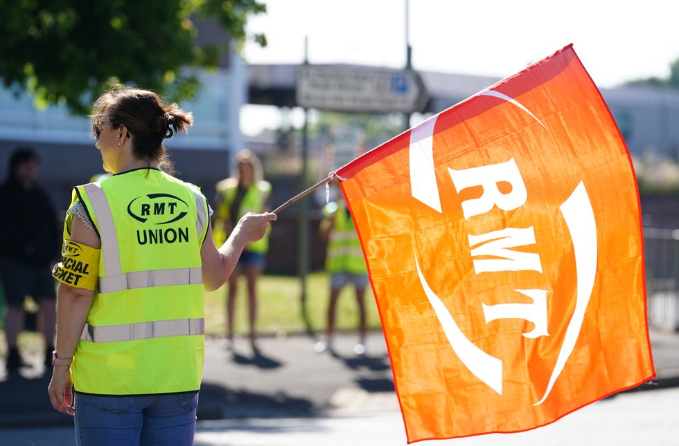 The picket line at Shrub Hill train station in Worcestershire, as members of the Rail, Maritime and Transport union begin their nationwide strike in a bitter dispute over pay, jobs and conditions. Picture date: Tuesday June 21, 2022.
