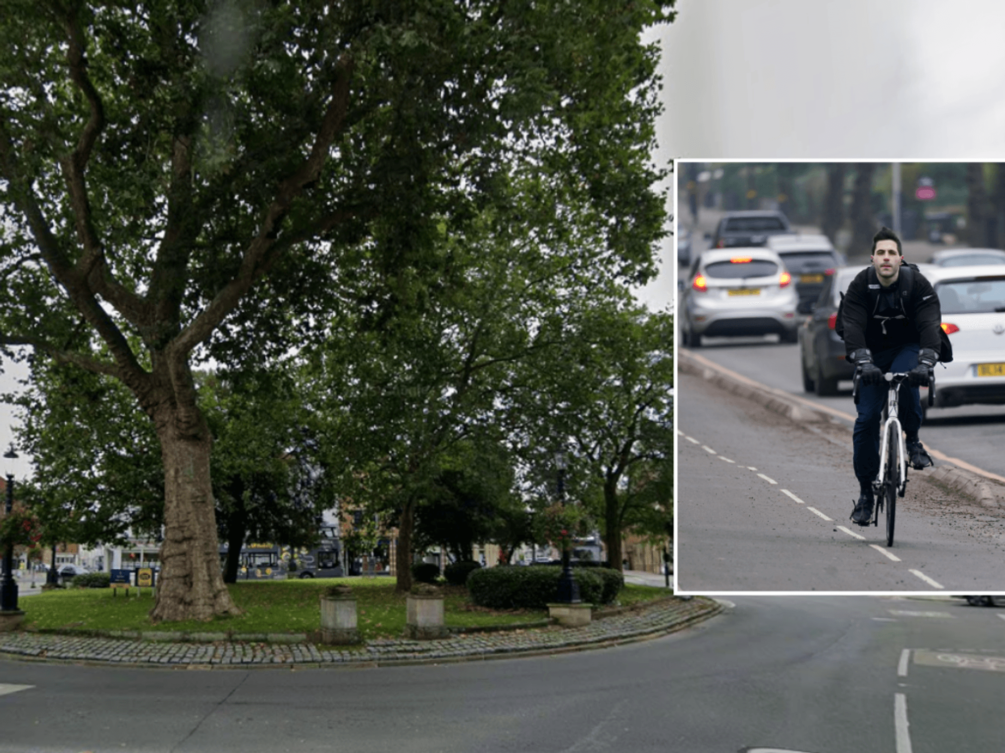 The Plain roundabout and cyclist